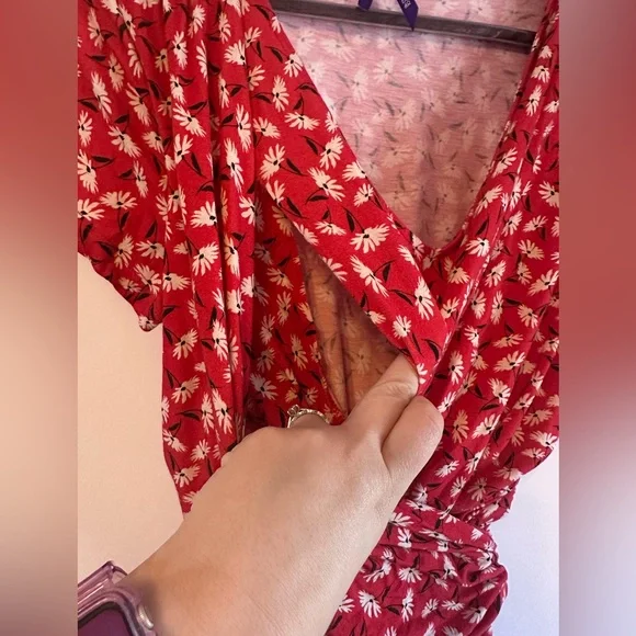 Seraphine Red Floral Nursing Wrap Dress - Picture 2 of 8